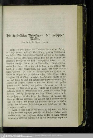 Die kaiserlichen Privilegien der Leipziger Messen