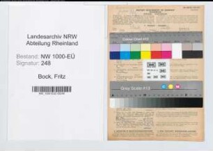 Entnazifizierung Fritz Bock, geb. 24.03.1888 (Kammermusiker)