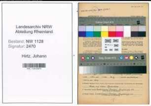 Entnazifizierung Johann Hirtz , geb. 05.04.1914 (Angestellter)