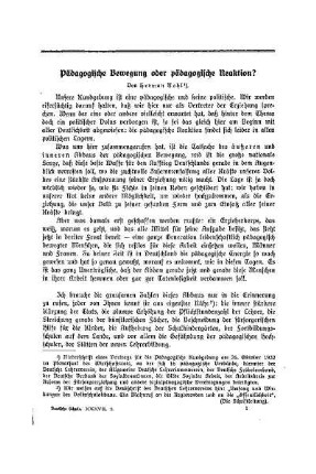 Pädagogische Bewegung oder pädagogische Reaktion?