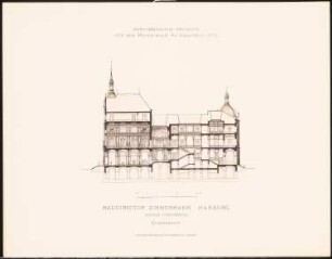 Hervorragende Projekte für den Hamburger Rathausbau 1876: Querschnitt