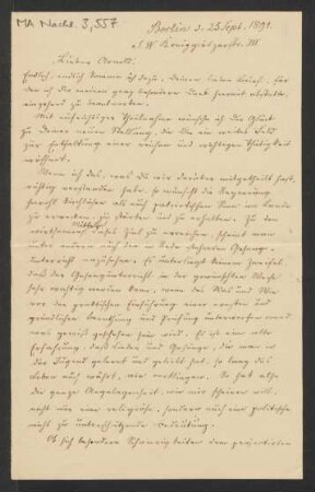 Brief an Arnold Ludwig Mendelssohn : 25.09.1891