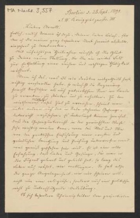 Brief an Arnold Ludwig Mendelssohn : 25.09.1891
