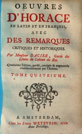 Oeuvres d'Horace : en latin et en français, 4