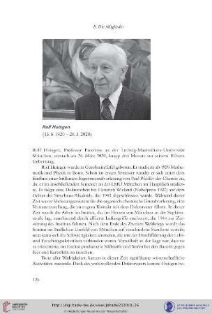Rolf Huisgen : (13. 6. 1920 − 26. 3. 2020)