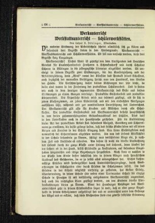 Werkunterricht : Werkstattsunterricht - Schülerwerkstätten