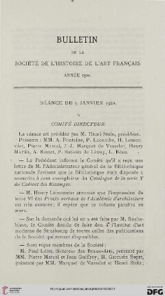 Séance du 9 janvier 1920