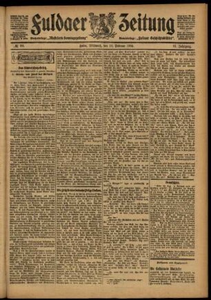 Zweite Ausgabe vom Mittwoch, den 10. Februar 1904.