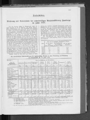 Sonderbeitrag. Wohnung und Arbeitsstätte der erwerbstätigen Wohnbevölkerung Hamburgs im Jahre 1925.