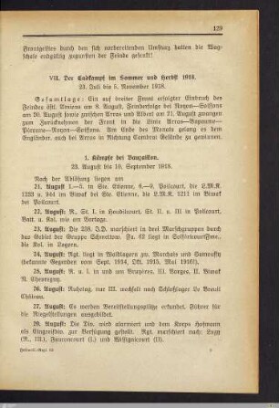 VII. Der Endkampf im Sommer und Herbst 1918