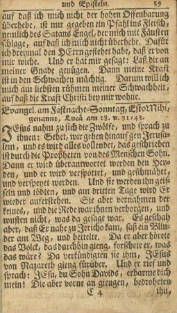 Evangel. am Fastnacht-Sonntag, EstoMihi, genannt, Lucä am 18. v. 31-43.