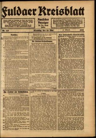 Ausgabe vom Dienstag, den 20. Mai 1919.