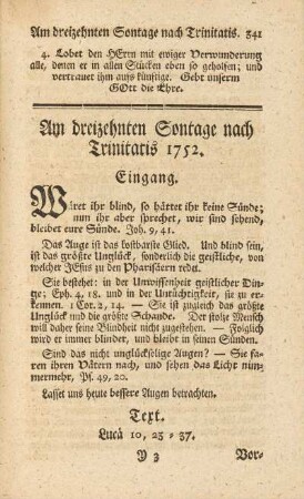 Am dreizehnten Sontage nach Trinitatis 1752