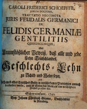 Tractatio succ. ... de feudis Germaniae gentilitiis quibuscunque