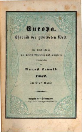 A. Lewald's Europa : Chronik der gebildeten Welt. 1837,2