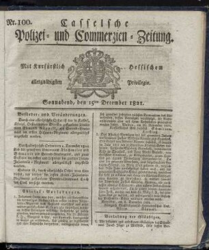 Nr. 100. Sonnabend den 15ten December. 1821