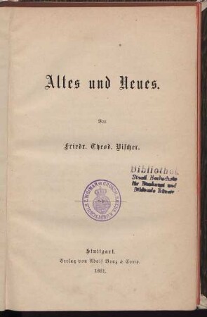 H. 1: Altes und Neues
