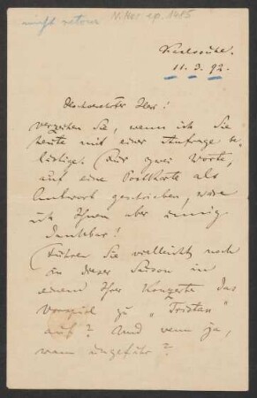 Brief an Hans von Bülow : 11.03.1892