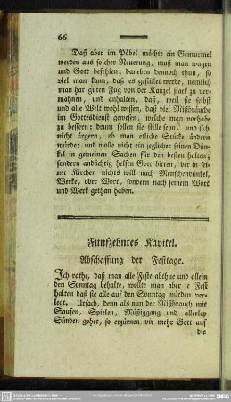 Funfzehntes Kapitel. Abschaffung der Festtage