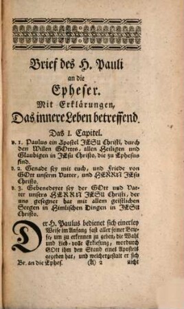 Der Brief Des H. Apostels Pauli an die Epheser : Mit Erklärungen Das Innere Leben betreffend