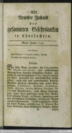 Monat Junius 1774 (XI/XII)