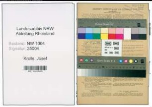 Entnazifizierung Josef Krolls , geb. 04.11.1907 (Maschinist)