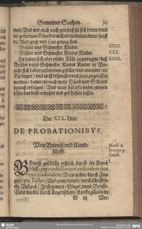Der XIX. [XXI.] Titul. Von Beweiß und Kundschafft