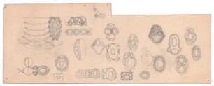 Studien Schmuck : Studien zu meist ovalen Kettengliedern, Anhängern und Verschlüssen