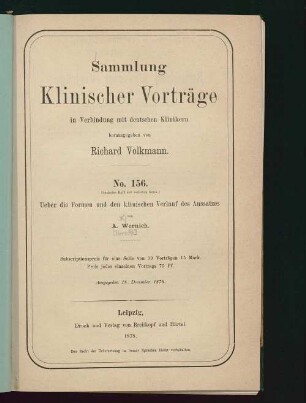 Ueber die Formen und den klinischen Verlauf des Aussatzes : [combinirt aus mehreren in der medicinisch-chirurgischen Academie in Yedo gehaltenen Schulvorträgen]