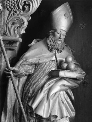Heiliger Nikolaus : Heiliger Nikolaus (wohl vom Altar) (1693). Althofen, Filialkirche heilige Cäcilia (Ehemalige Bürgerspitalkirche)