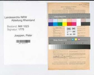 Entnazifizierung Peter Joeppen , geb. 01.04.1906 (Verw.-Angestellter)