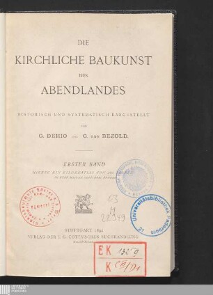 1: Die kirchliche Baukunst des Abendlandes : historisch und systematisch dargestellt