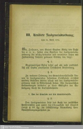 III. Revidirte Landgemeindeordnung