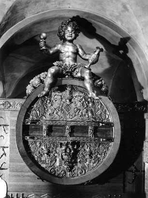 Bacchus-Faß : Bacchus-Faß. Holz (um 1664). Bremen, Altes Rathaus, Bacchuskeller