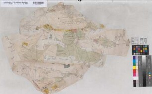 Kölkebeck (Halle) Teilung der Langelager Heide der Großen und Kleinen Zwischenheide, der Fechtelheide, der Kleinen Schildheide und der Bovenheide Entwurf 1788 o.M. unregelmäßig kol. Zeichnung (Reinhold) Spez.Verz. Markenkarten X Nr. 108a