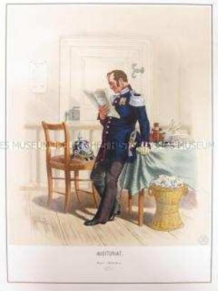 Uniformdarstellung, Korps-Auditeur, Preußen, 1864. Tafel 46 aus: Schindler: Militair-Album.