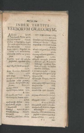 Index Tertius Verborum Graecorum.
