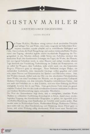 1: Gustav Mahler : Amsterdamer Ergebnisse