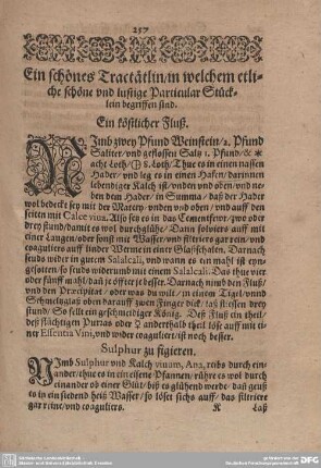 Ein schönes Tractätlin/ in welchem etliche schöne und lustige Particular Stücklein begriffen sind.