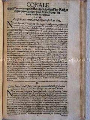 Gedruckte Urkundensammlung zur Rechts- und Obrigkeitsstreitsache zwischen der Stadt Erfurt und dem Erzstift Mainz