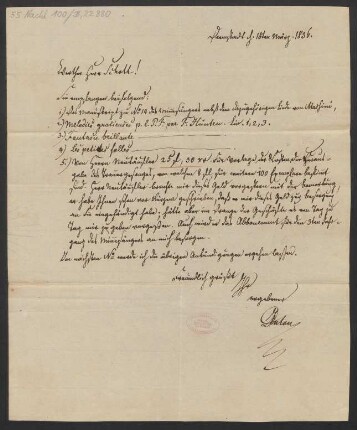 Brief an B. Schott's Söhne : 15.03.1836