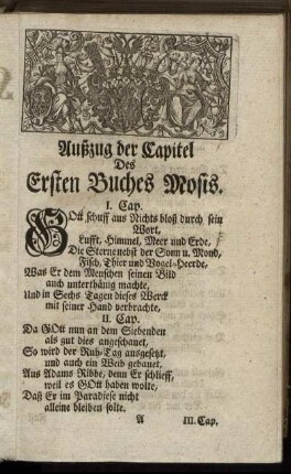 Außzug der Capitel Des Ersten Buches Mosis