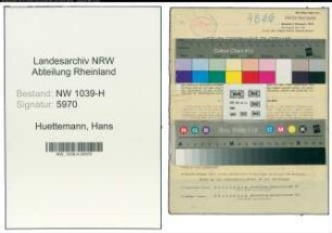 Entnazifizierung Hans Huettemann , geb. 09.01.1901 (Arbeiter)