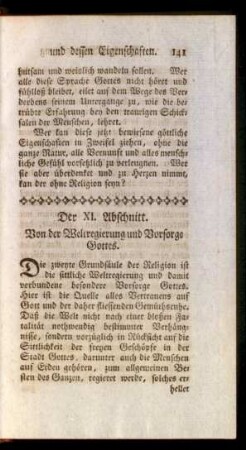 Der XI. Abschnitt. Von der Weltregierung und Vorsorge Gottes