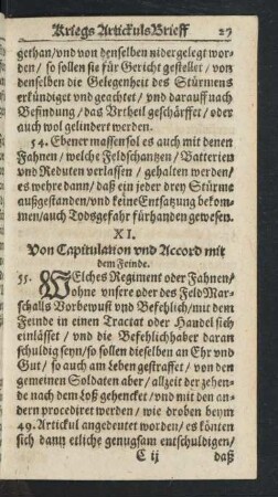 XI. Von Capitulation und Accord mit dem Feinde
