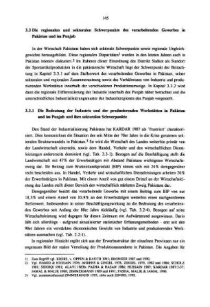3.3 Die regionalen und sektoralen Schwerpunkte des verarbeitenden Gewerbes in Pakistan und im Punjab