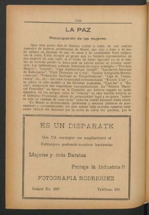 La paz : Preocupación de las mujeres