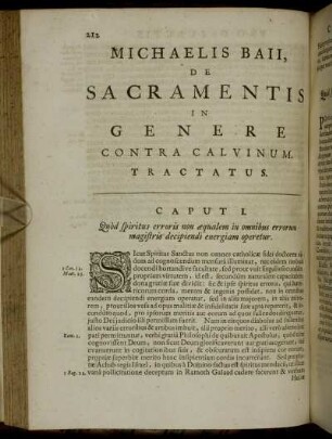 Michaelis Baii, De Sacramentis In Genere Contra Calvinum. Tractatus