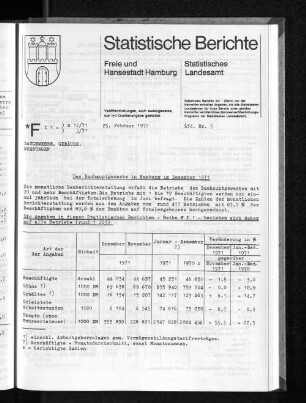 Das Bauhauptgewerbe in Hamburg im Dezember 1971 : Lfd. Nr. 5