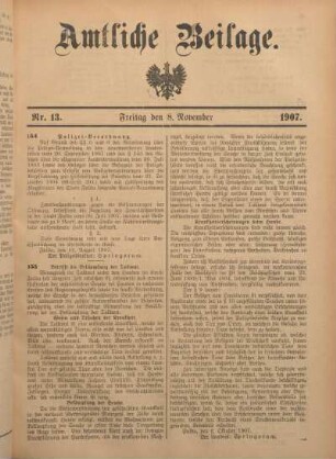13: Beilage vom Freitag, 8. November 1907